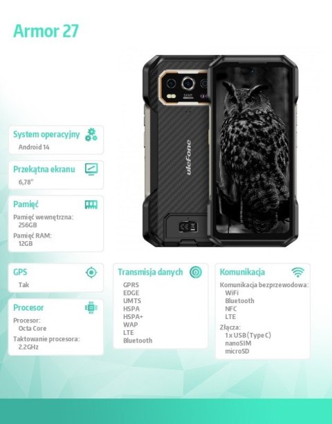Smartfon Armor 27 4G 12/256GB IP69K Czarny Smartfon Armor 27 4G 12/256GB IP69K Czarny