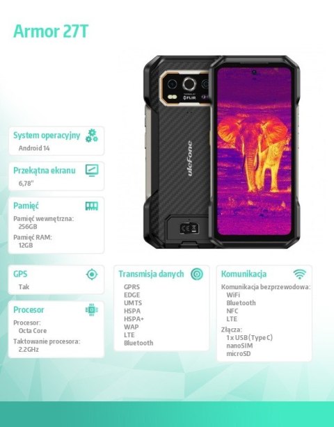 Smartfon Armor 27 4G 12/256GB IP69K Czarny Smartfon Armor 27 4G 12/256GB IP69K Czarny