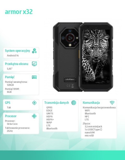 Smartfon Armor X32 4G 6/128GB IP69K Czarny Smartfon Armor X32 4G 6/128GB IP69K Czarny