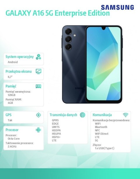 Smartfon GALAXY A16 5G 4/128 GB Czarny Enterprise Edition