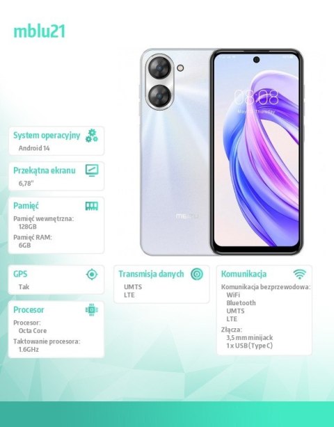 Smartfon Mblu 21 6 GB / 128 GB Biały