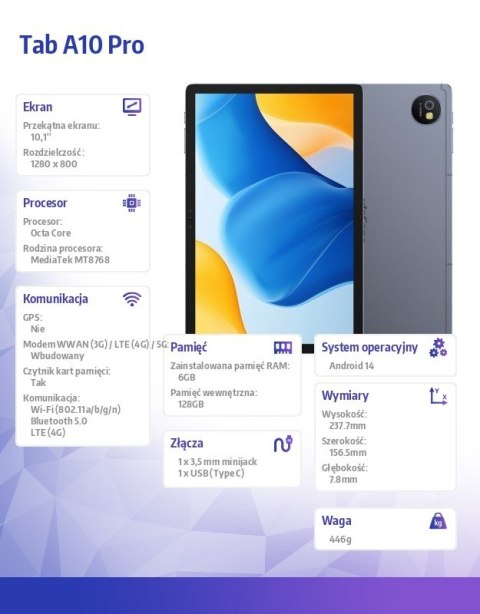 Tablet Tab A10 Pro 4G 10.1" 6/128GB Space Grey Tablet Tab A10 Pro 4G 10.1" 6/128GB Space Grey