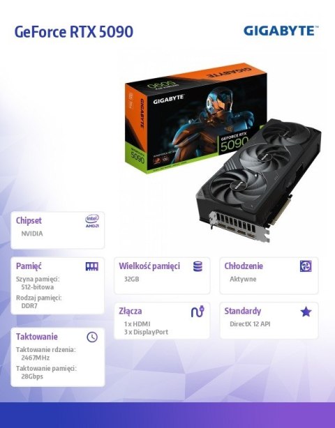 Karta graficzna GeForce RTX 5090 WINDFORCE OC 32GB 512bit GDDR7 3DP/HDMI