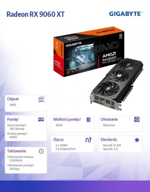 Karta graficzna Radeon RX 9060 XT GAMING OC 16G Karta graficzna Radeon RX 9060 XT GAMING OC 16G