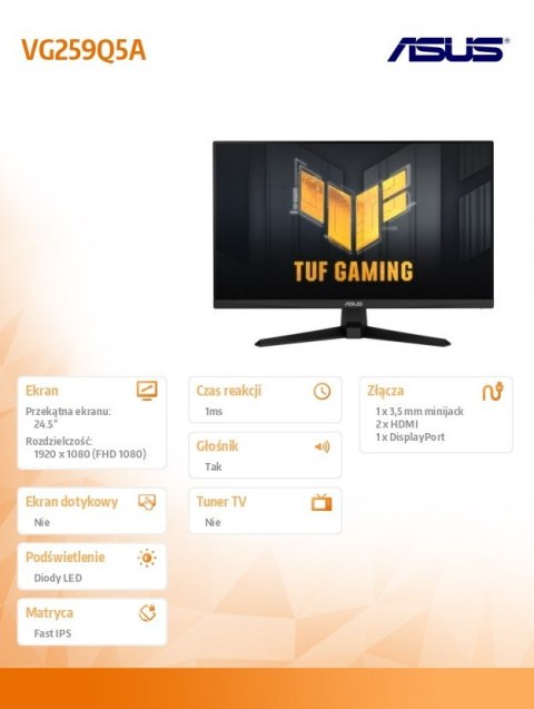 Monitor 25 cali VG259Q5A IPS 200Hz 0.3MS HDMI DP Monitor 25 cali VG259Q5A IPS 200Hz 0.3MS HDMI DP