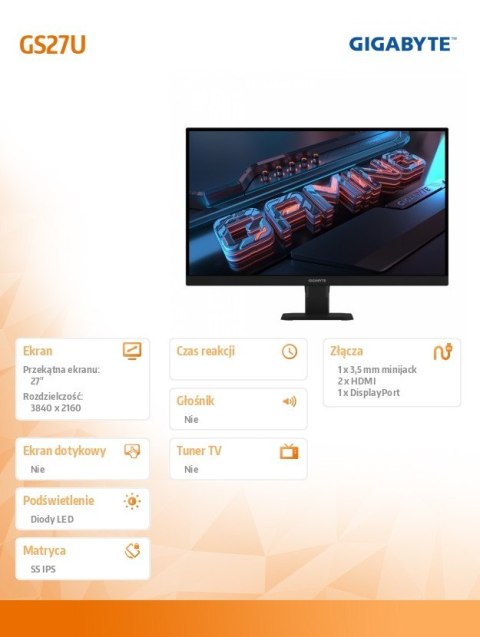 Monitor 27 cali GS27U EK UHD 2HDMI 1DP 160Hz Monitor 27 cali GS27U EK UHD 2HDMI 1DP 160Hz