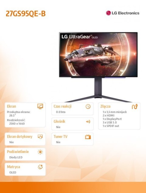 Monitor 27GS95QE-B 27 cali QHD UltraGear