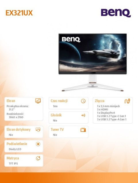 Monitor 32 cale EX321UX 4K LED 1ms/IPS/144Hz/Gaming Monitor 32 cale EX321UX 4K LED 1ms/IPS/144Hz/Gaming