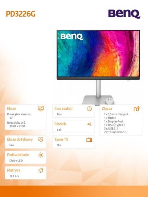 Monitor 32 cale PD3226G 4K LED 5ms/144Hz/IPS/Graficzny