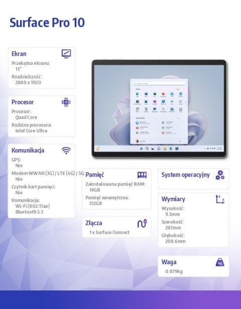 Surface Pro10 Intel Core Ultra 5-135U/16GB/512 GB/Comm Plat/ZDU-00004 Surface Pro10 Intel Core Ultra 5-135U/16GB/512 GB/Comm Plat/ZDU-00004