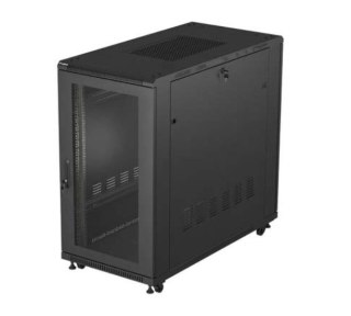 Szafa instalacyjna rack stojąca 19" 22U 600x1200 czarna drzwi perforowane (flat pack)