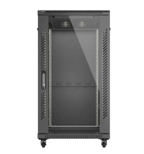 Szafa instalacyjna rack stojąca 19" 22U 600x1200 czarna drzwi przeszklone (flat pack) Szafa instalacyjna rack stojąca 19" 22U 600x1200 czarna drzwi przeszklone (flat pack)