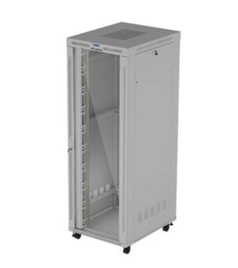 Szafa instalacyjna rack stojąca 47U 800x1000 szara drzwi przeszkolne LCD ( flat pack) V2 Szafa instalacyjna rack stojąca 47U 800x1000 szara drzwi przeszkolne LCD ( flat pack) V2