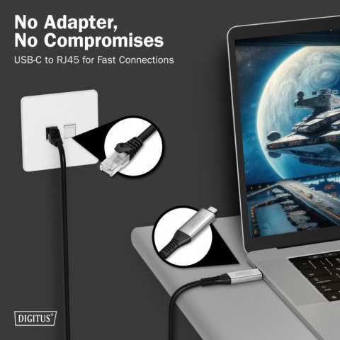 Kabel adapter USB-C - RJ45 Kat. 6A S/FTP, 1 Gbit/s, USB 3.2 Gen1, LSZH, 10m