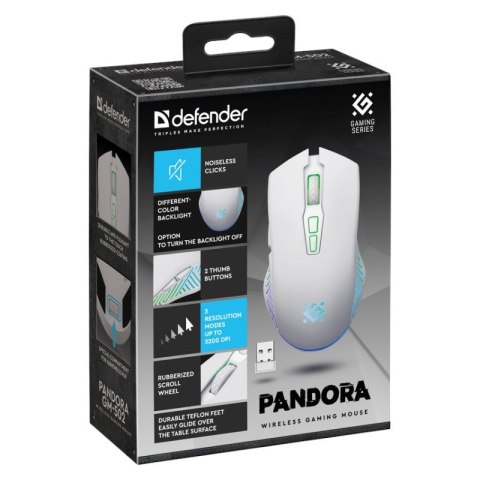 Mysz gamingowa bezprzewodowa PANDORA RF 3200DPI 7P biała