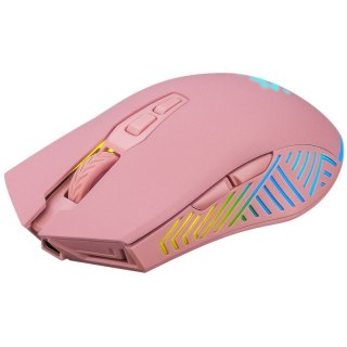 Mysz gamingowa bezprzewodowa PANDORA RF 3200DPI 7P różowa