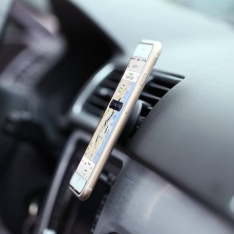 Uchwyt samochodowy magnetyczny na telefon, kratki, czarny