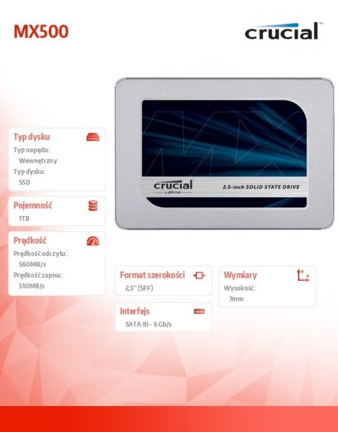MX500 1TB Sata3 2.5'' 560/510 MB/s MX500 1TB Sata3 2.5'' 560/510 MB/s