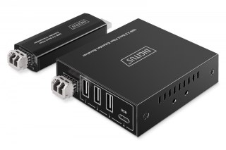Przedłużacz (extender) światłowodowy USB 3.2 Gen1 do 300m, 3x USB-A, 1x USB-C do 5 Gbps, (LC multi-mode) - zestaw (odbiornik/na