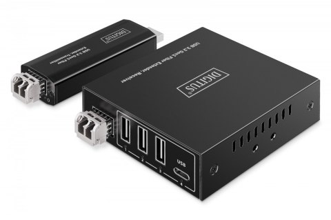 Przedłużacz (extender) światłowodowy USB 3.2 Gen1 do 300m, 3x USB-A, 1x USB-C do 5 Gbps, (LC multi-mode) - zestaw (odbiornik/na