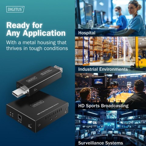 Przedłużacz (extender) światłowodowy USB 3.2 Gen1 do 300m, 3x USB-A, 1x USB-C do 5 Gbps, (LC multi-mode) - zestaw (odbiornik/na