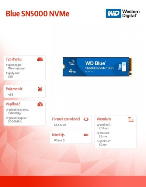 Dysk SSD Blue 4 TB M.2 2280 SN5000 NVMe PCIE4.0
