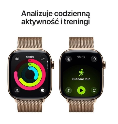 Watch Series 11 GPS + Cellular, koperta 42 mm z tytanu w kolorze złotym, bransoleta mediolańska w kolorze złotym