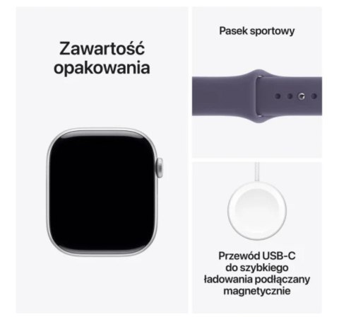 Watch Series 11 GPS koperta 42 mm z aluminium w kolorze srebrnym, pasek sportowy w kolorze mlecznego fioletu - rozmiar S/M