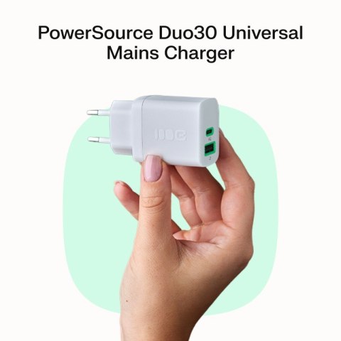 Ładowarka sieciowa 30W 1xUSB-C 1xUSB-A biała
