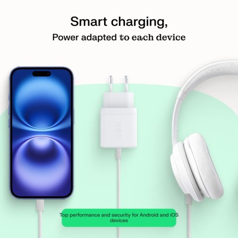 Ładowarka sieciowa 30W 1xUSB-C 1xUSB-A biała