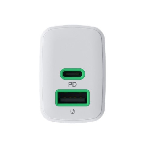 Ładowarka sieciowa 30W 1xUSB-C 1xUSB-A biała