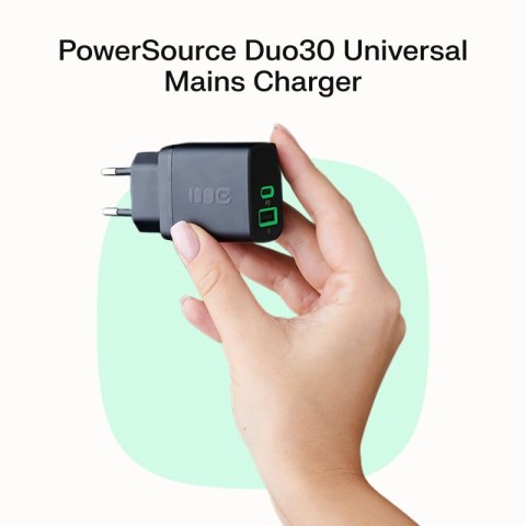 Ładowarka sieciowa 30W 1xUSB-C 1xUSB-A czarna