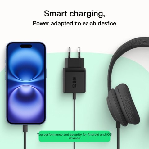 Ładowarka sieciowa 30W 1xUSB-C 1xUSB-A czarna