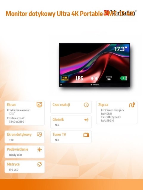 Monitor dotykowy Ultra 4K Portable PMT-17-4K