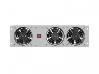 Panel wentylacyjny pionowy 19 cali 3U do szaf rack, trzy wentylatory, 230V, szary