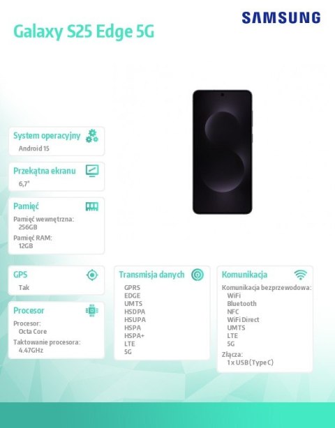 Smartfon Galaxy S25 Edge 5G 12/256GB DualSIM czarny