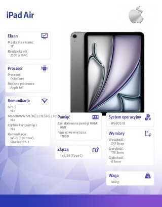 IPad Air 11 cali WiFi 128GB Szary
