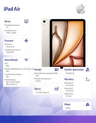 IPad Air 11 cali WiFi 512GB Złoty