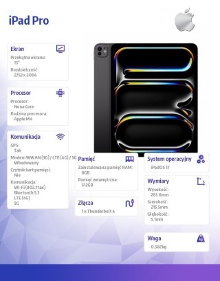 IPad Pro 13 cali Wi-Fi + Cellular 512GB - Gwiezdna czerń