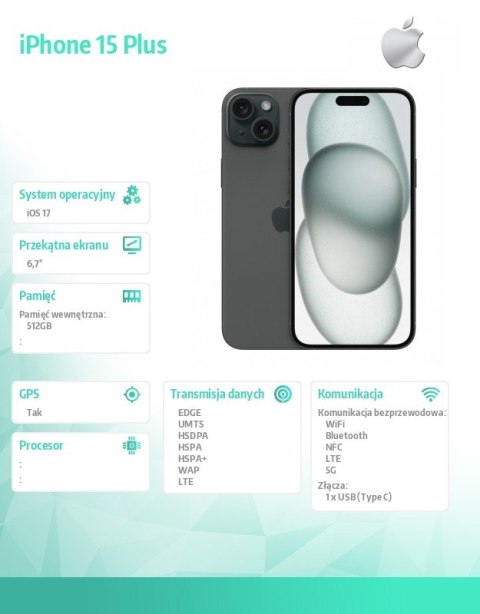 IPhone 15 Plus 512GB - Czarny