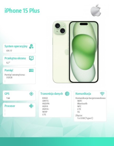 IPhone 15 Plus 512GB - Zielony