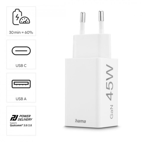 Ładowarka sieciowa mini 45W GaN PD/QC