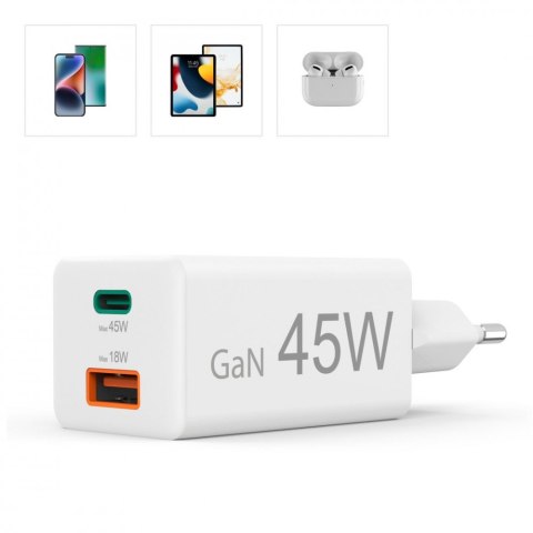 Ładowarka sieciowa mini 45W GaN PD/QC