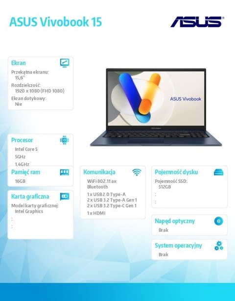 Notebook X1504VA-BQ2947 Core5 120U 16GB/512GB