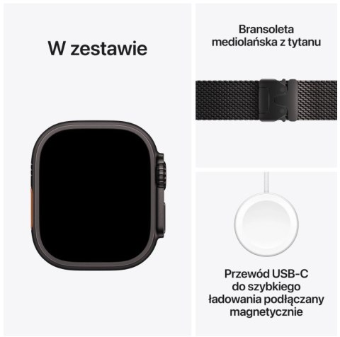 Watch Ultra 3 GPS + Cellular, koperta 49 mm z tytanu w kolorze czarnym, bransoleta mediolańska z tytanu w kolorze czarnym - rozm