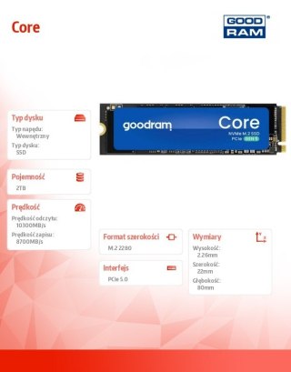 Dysk SSD Core 2TB Gen5 2280 10300/8700MB/s