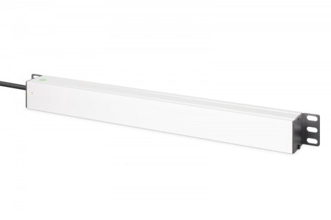 Listwa zasilająca PDU Rack 19" z zabezpieczeniem przeciwprzepięciowym + filtr EMI/RFI, 7 gniazd Schuko CEE 7/3, kabel 2m, wtyk U