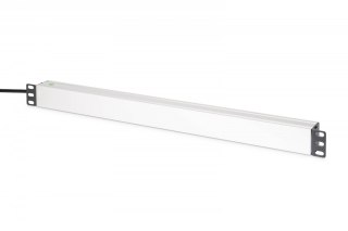 Listwa zasilająca PDU Rack (620mm) z zabezpieczeniem przeciwprzepięciowym + filtr EMI/RFI, 9 gniazd Schuko CEE 7/3 (45°), kabel 