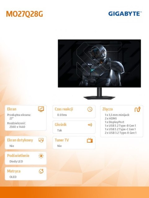 Monitor 27 cali MO27Q28G EK QHD WOLED 280 KVM