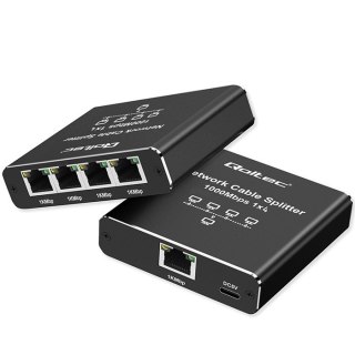 Rozdzielacz splitter Ethernet mini SWITCH 1x4 RJ45 | 1000Mb/s | USB-C | Aluminium